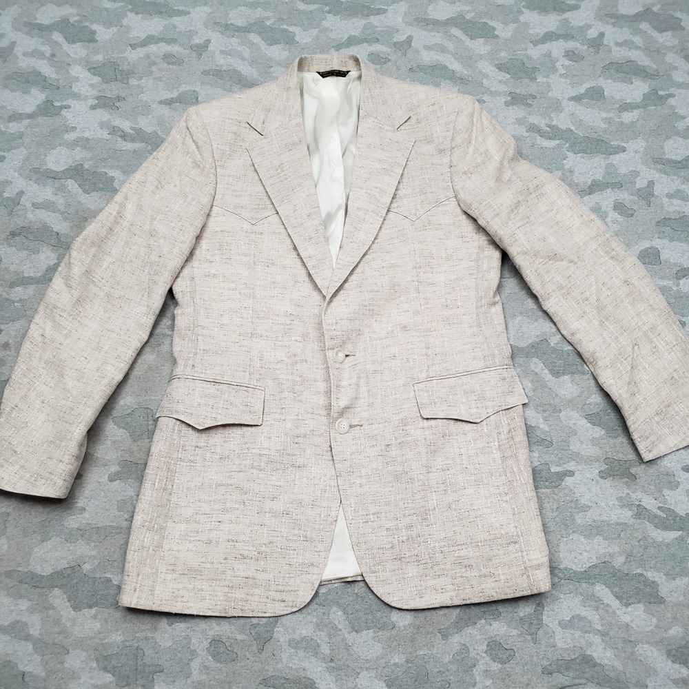 Pagano West Blaezer Mens 40L Beige Two Button Long Sleeve Western Cowboy Rodeo